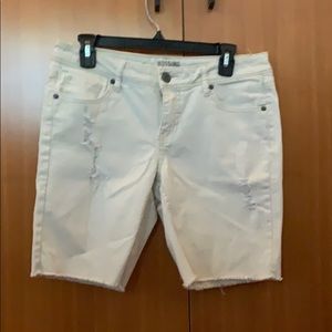 Mossimo white ripped jean shorts.